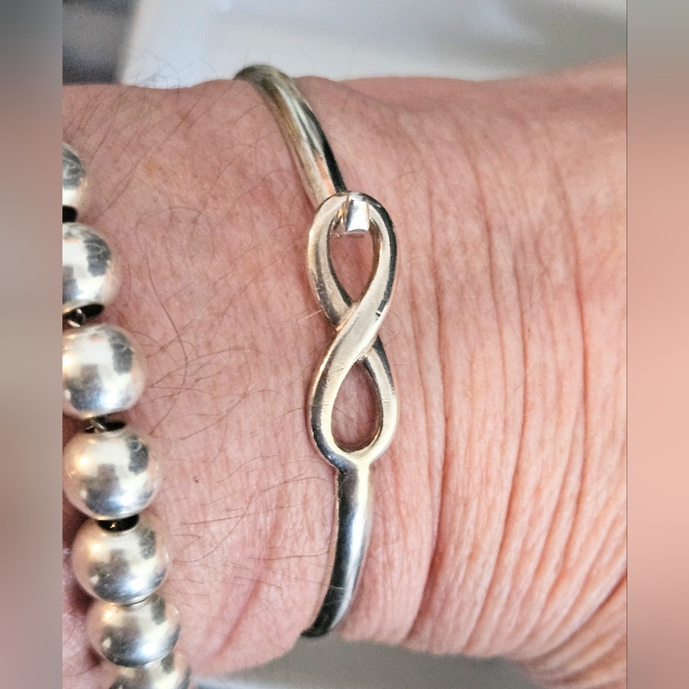 925 Sterling Silver Infinity Cuff Bangle Bracelet… - image 2